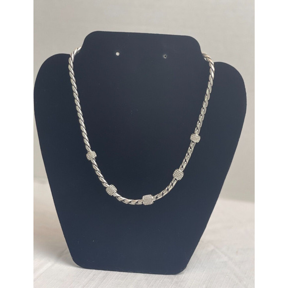 Brighton Jewelry - Brighton MERIDIAN Swarovski Crystal Barrel Silver Necklace JN3482 with Tin Box